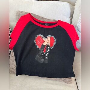 Naked When the Beat Drops graphic tee crop top